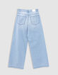 Jean large denim bleu clair effet us&eacute;-5