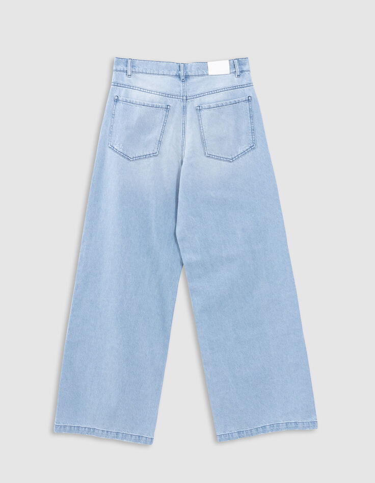 Jean large denim bleu clair effet us&eacute;-5
