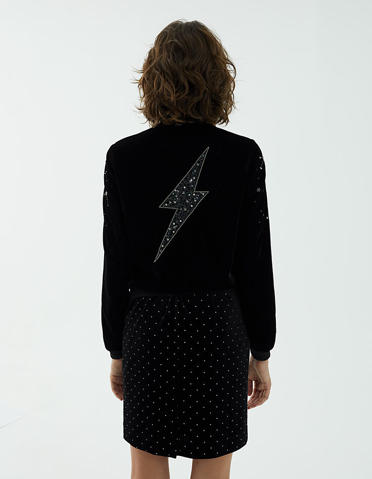 Women's black micro-tiger print crepe suit jacket-3