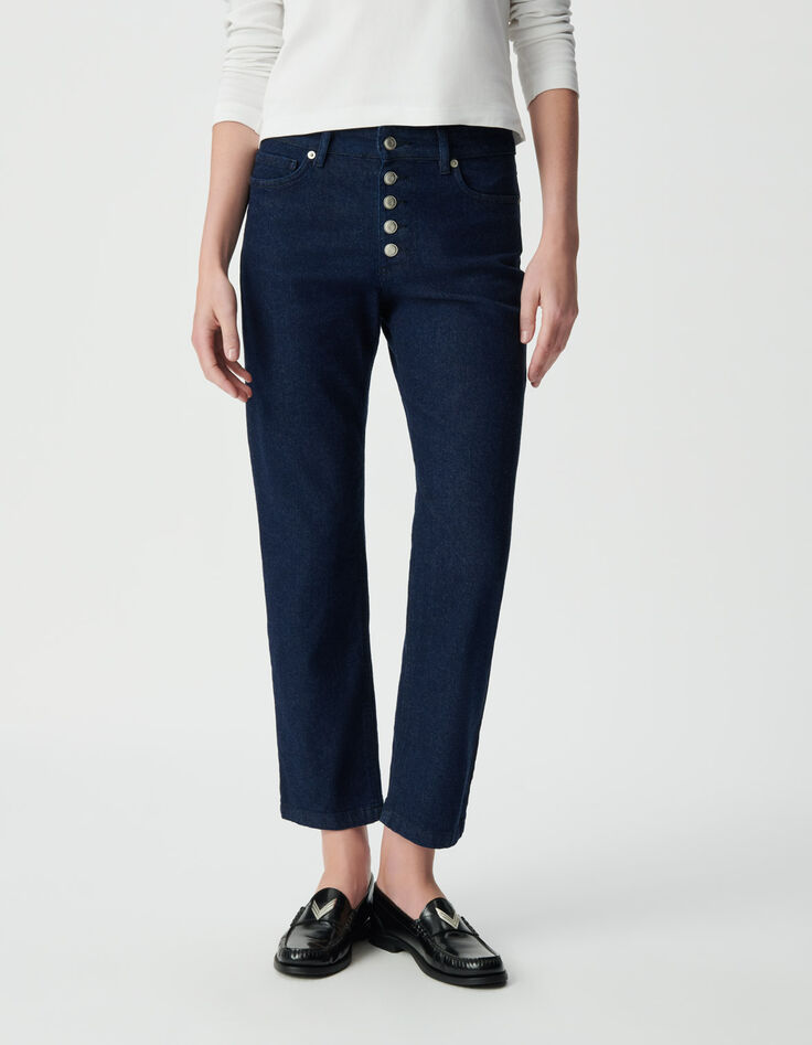 Rechte unwashed jeans zichtbare knopen Janis Dames-3