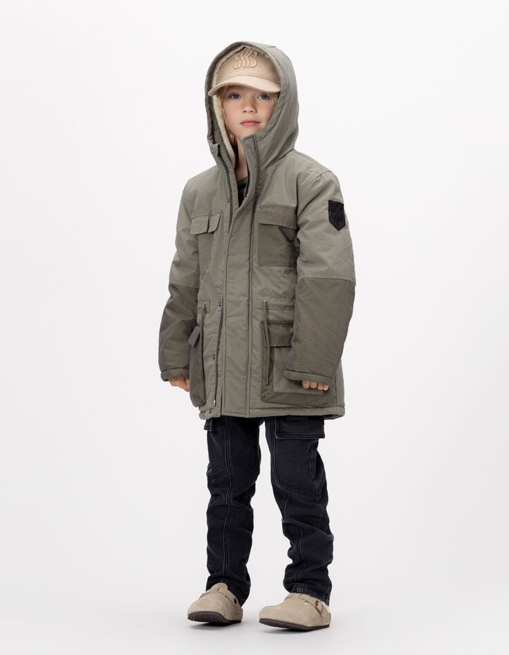 Khaki 3-in-1 Parka und Wendeanorak für Jungs-1