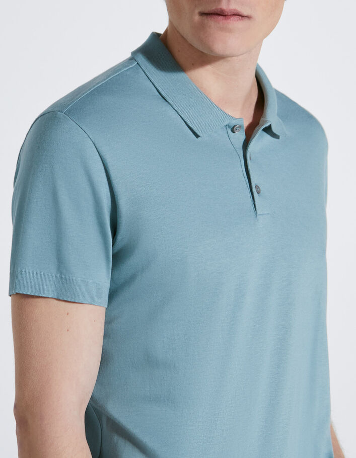 Men’s aqua cotton modal polo shirt