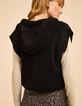 Pull &agrave; capuche noir tricot sans manches I.Code-3