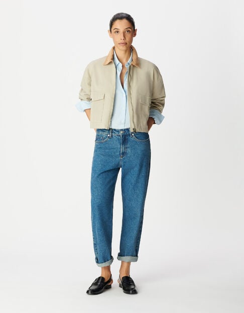 Damesjas in oversized beige met details in Fluwelen - IKKS