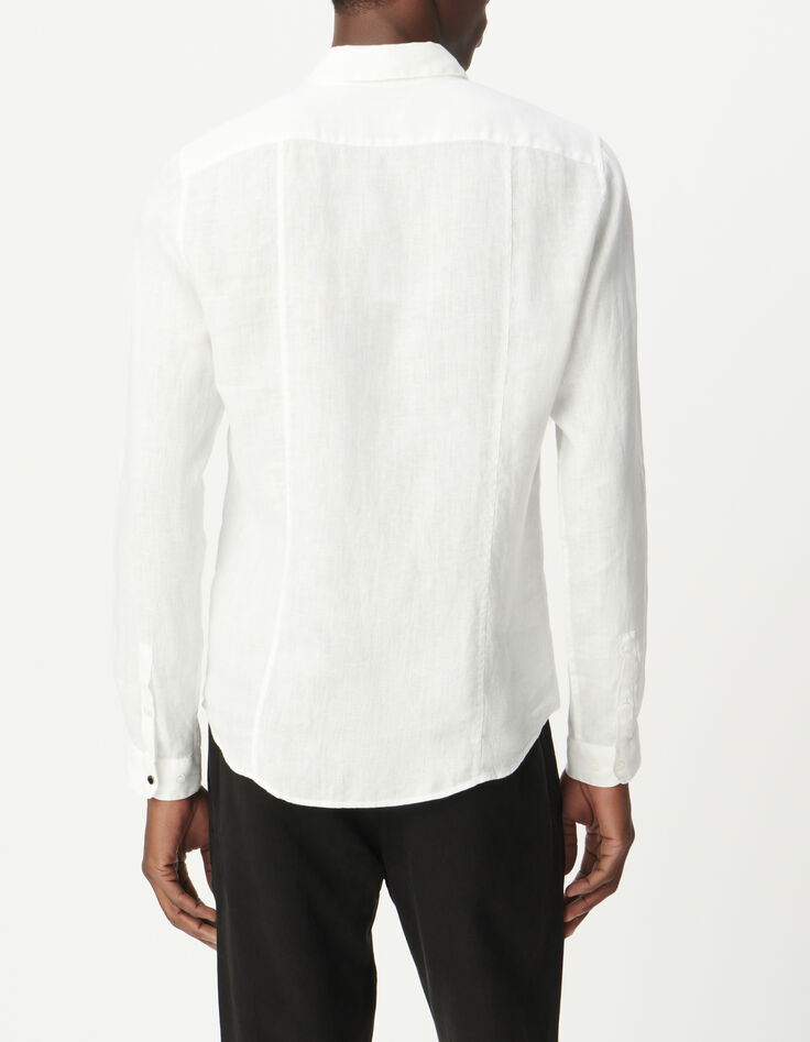 Camisa SLIM blanca 100 % lino Hombre-3