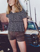 Girls' khaki studded denim shorts -1