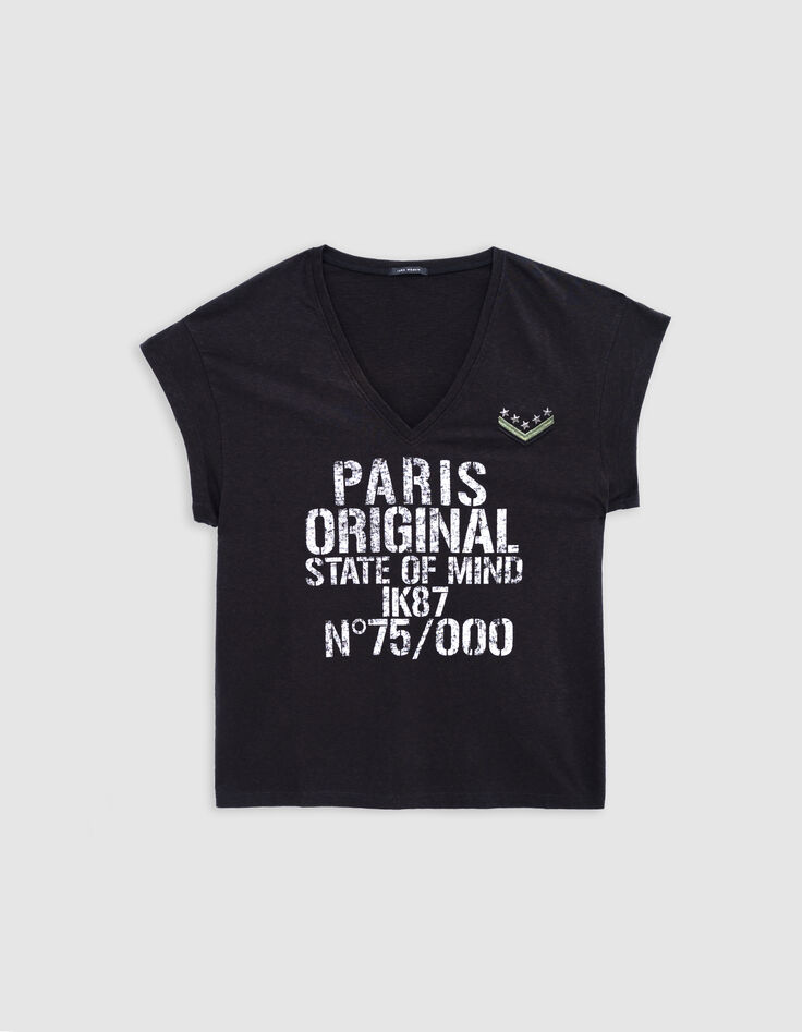 Black t-shirt army message Woman-5