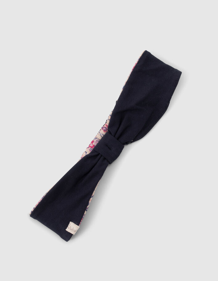 Baby girls’ navy/pink print reversible headband - IKKS