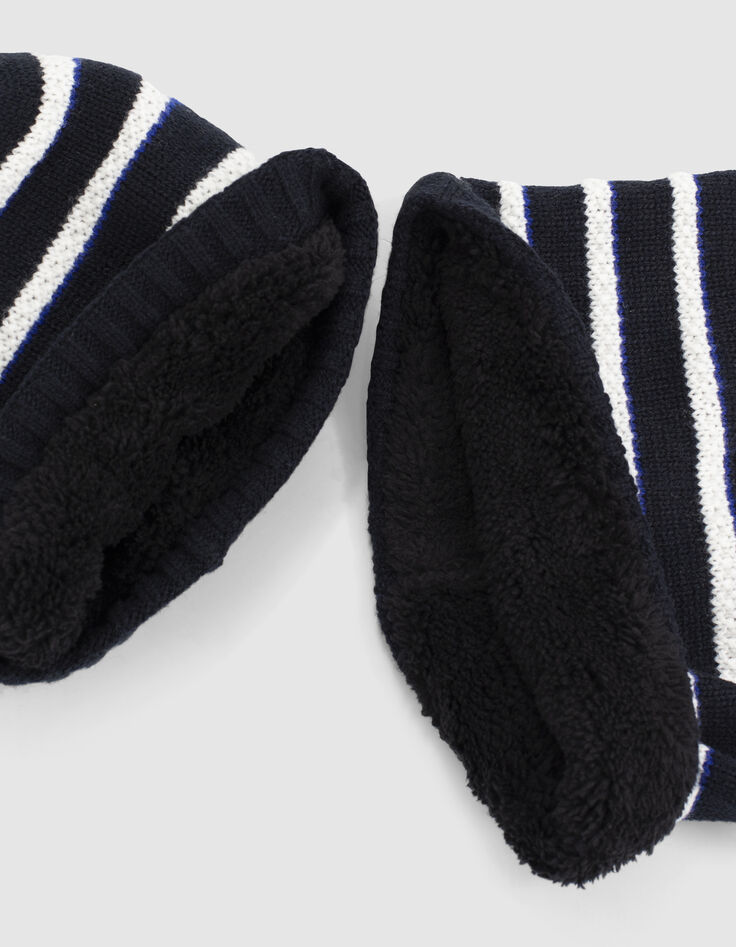 Baby boys’ navy striped knit beanie and snood-2