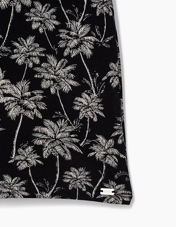 Boys’ black palm-tree print polo shirt  - IKKS