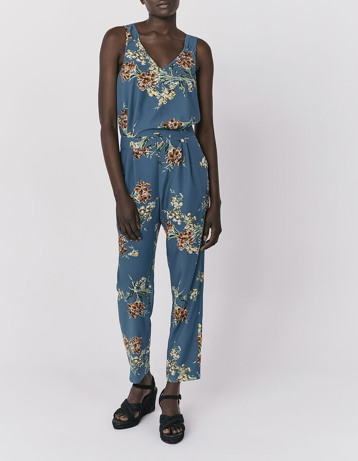Women’s flower bouquet print long jumpsuit-1