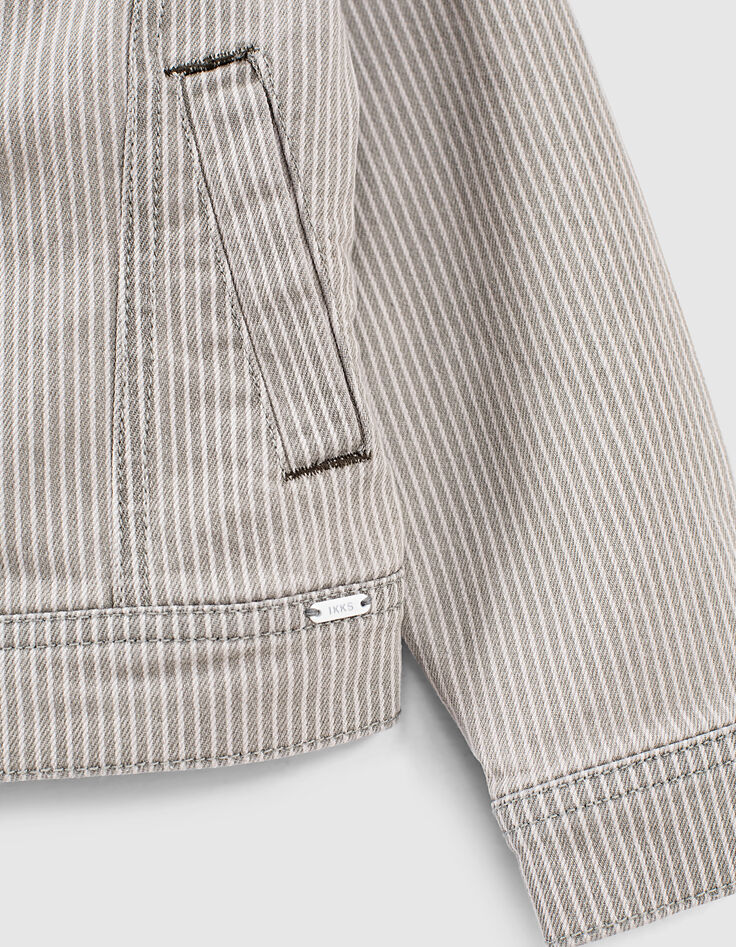 Schmal gestreifte Jungen-Jeansjacke in Light Grey -4