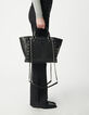 Tas 1440 zwart leer bezaaid Maat Medium Dames-9