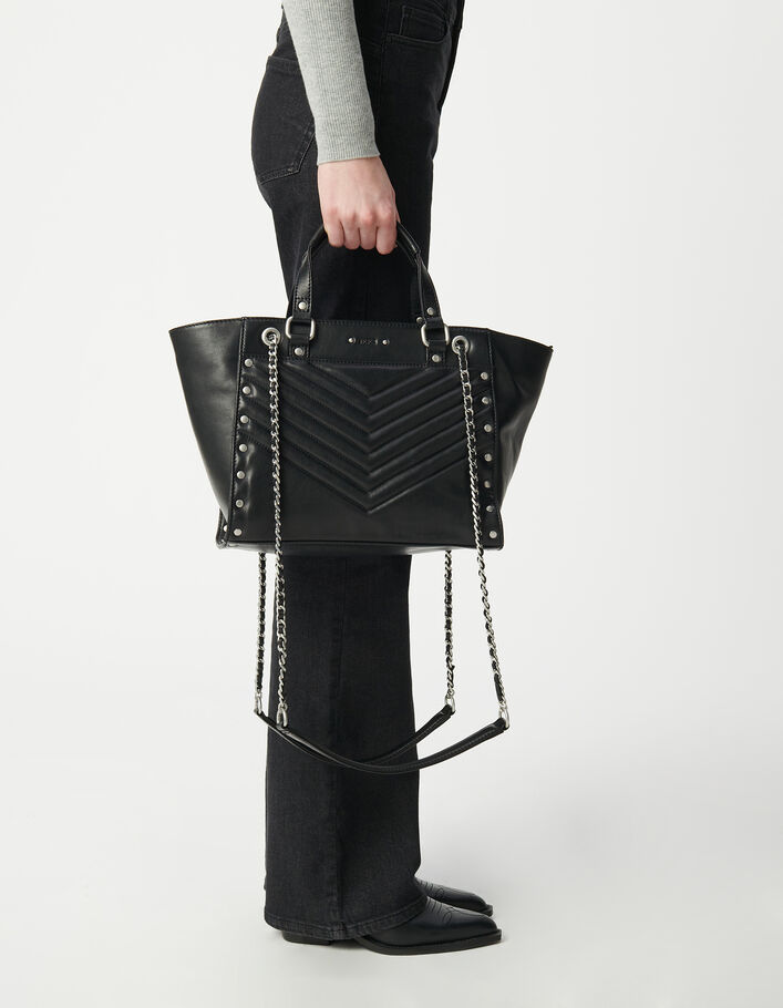 Bag Ikks Sac 1440 Bag 1440 Black Leather Studded Size Medium Women