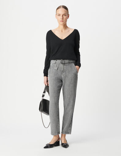 Vaqueros baggy grises Lyocell® cropped mujer - IKKS