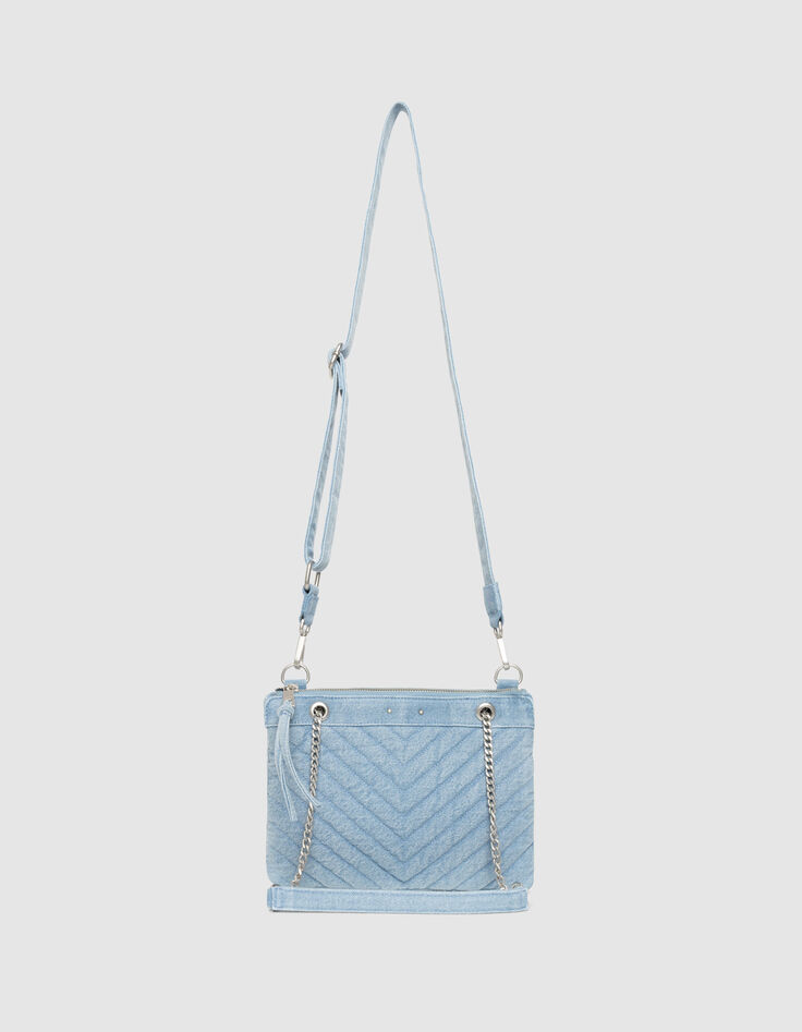 Sac pochette 1440 Reporter bleu en jean délavé Femme-4 Sac pochette 1440 Reporter bleu en jean délavé Femme-4