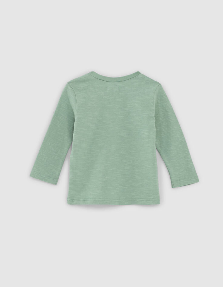 T-shirt vert coton bio visuel army floqué bébé garçon -3