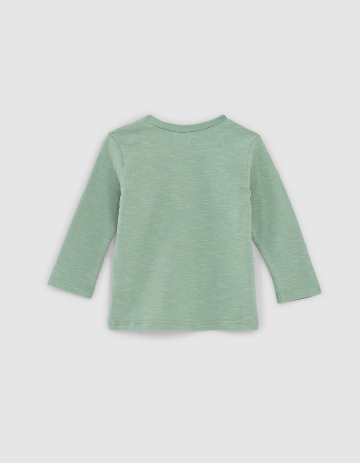 T-shirt vert coton bio visuel army floqué bébé garçon -3