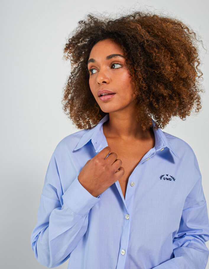 Blaue Bluse mit Stickerei an der Brust I.Code - IKKS