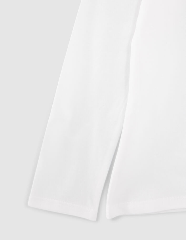 T-shirt blanc cassé coton bio visuel mocassins fille-6