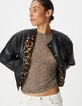 Veste r&eacute;versible noire et motif l&eacute;opard Femme-2
