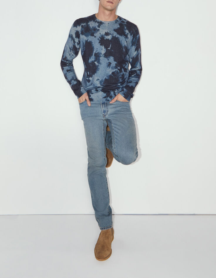 Men’s indigo tie-dye print knit sweater-6