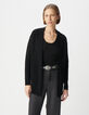 Women's black knitted cardigan with star pattern sleeve-2