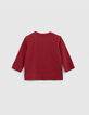 Baby Junge Burgund visuelle T-Shirt Katze Wippe-3