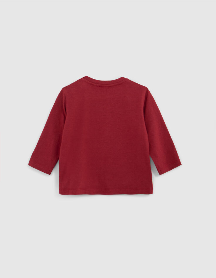 Baby Junge Burgund visuelle T-Shirt Katze Wippe-3