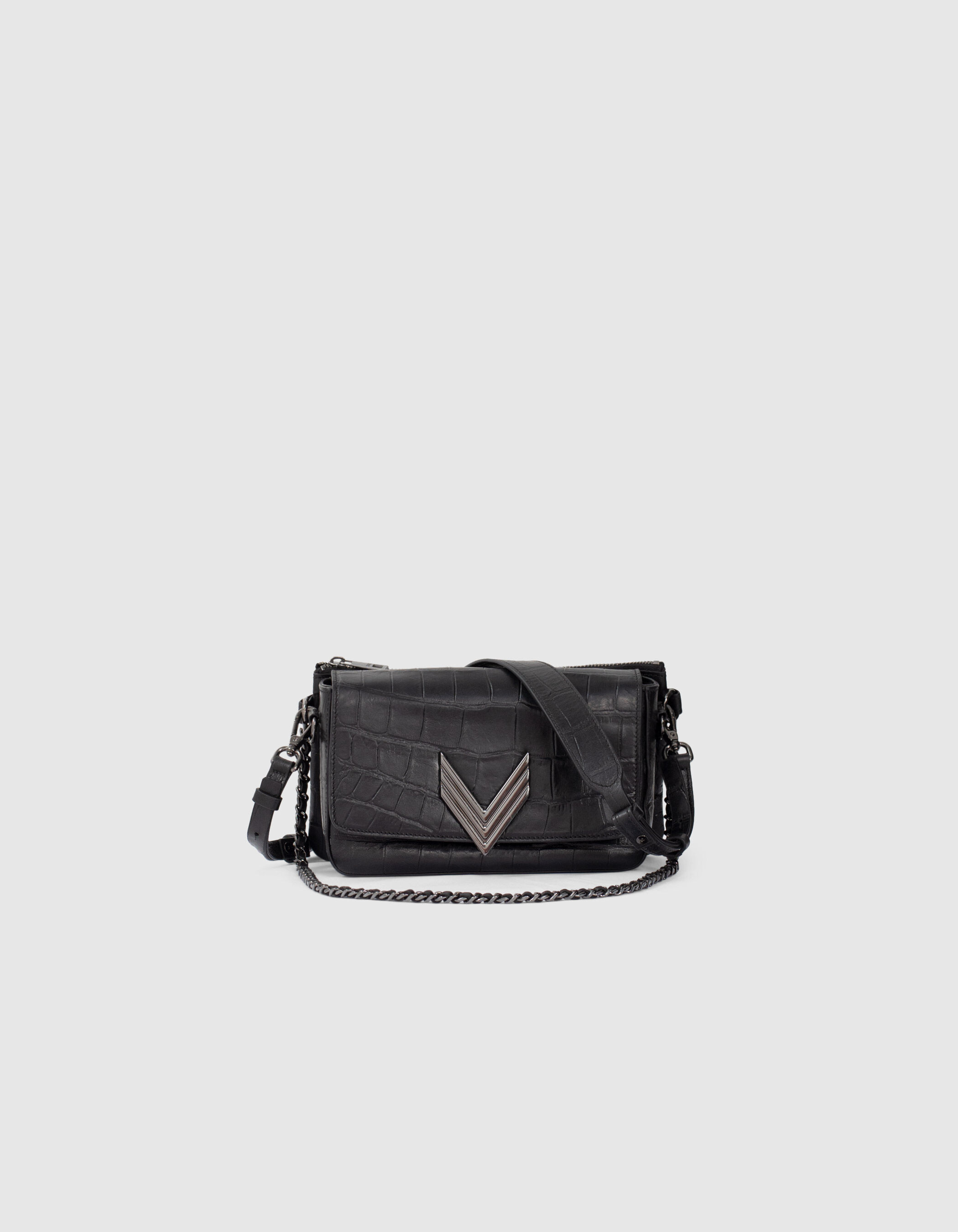 Bolso 111 Monica piel de cordero negro cocodrilo Italia mujer