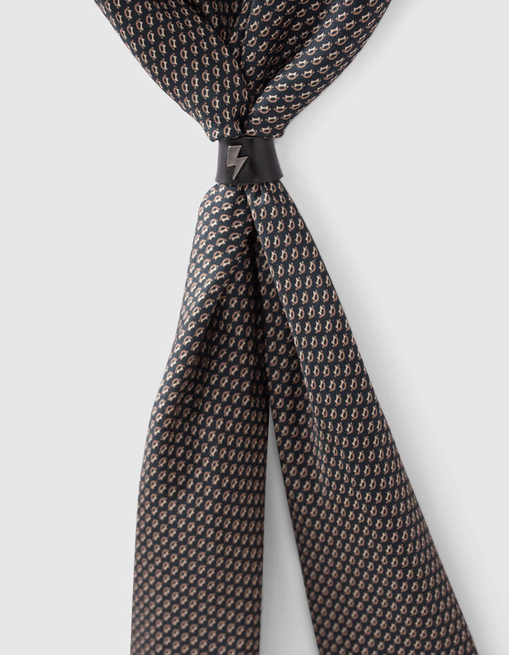 Pure Edition - Foulard noir minimaliste avec bague Homme-2
