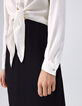 Camisa blanco roto satinado para anudar delante mujer-3