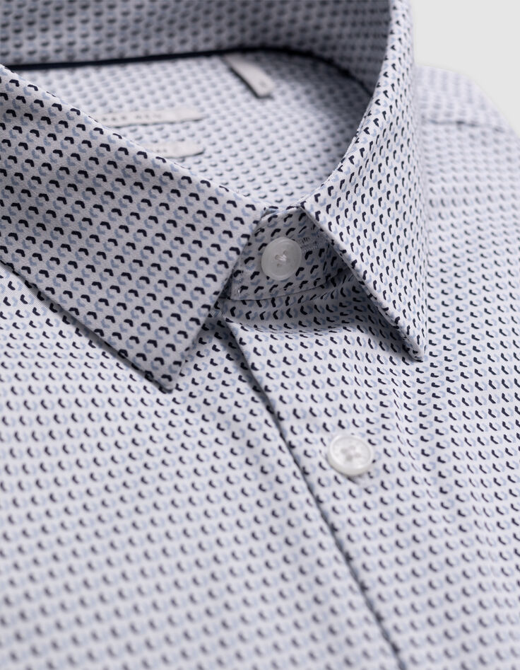 Men's white geometric print REGULAR shirt-4