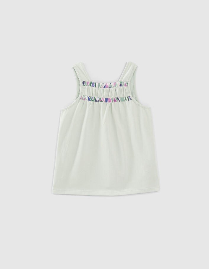 Girls’ aqua green silver slogan organic cotton vest top - IKKS