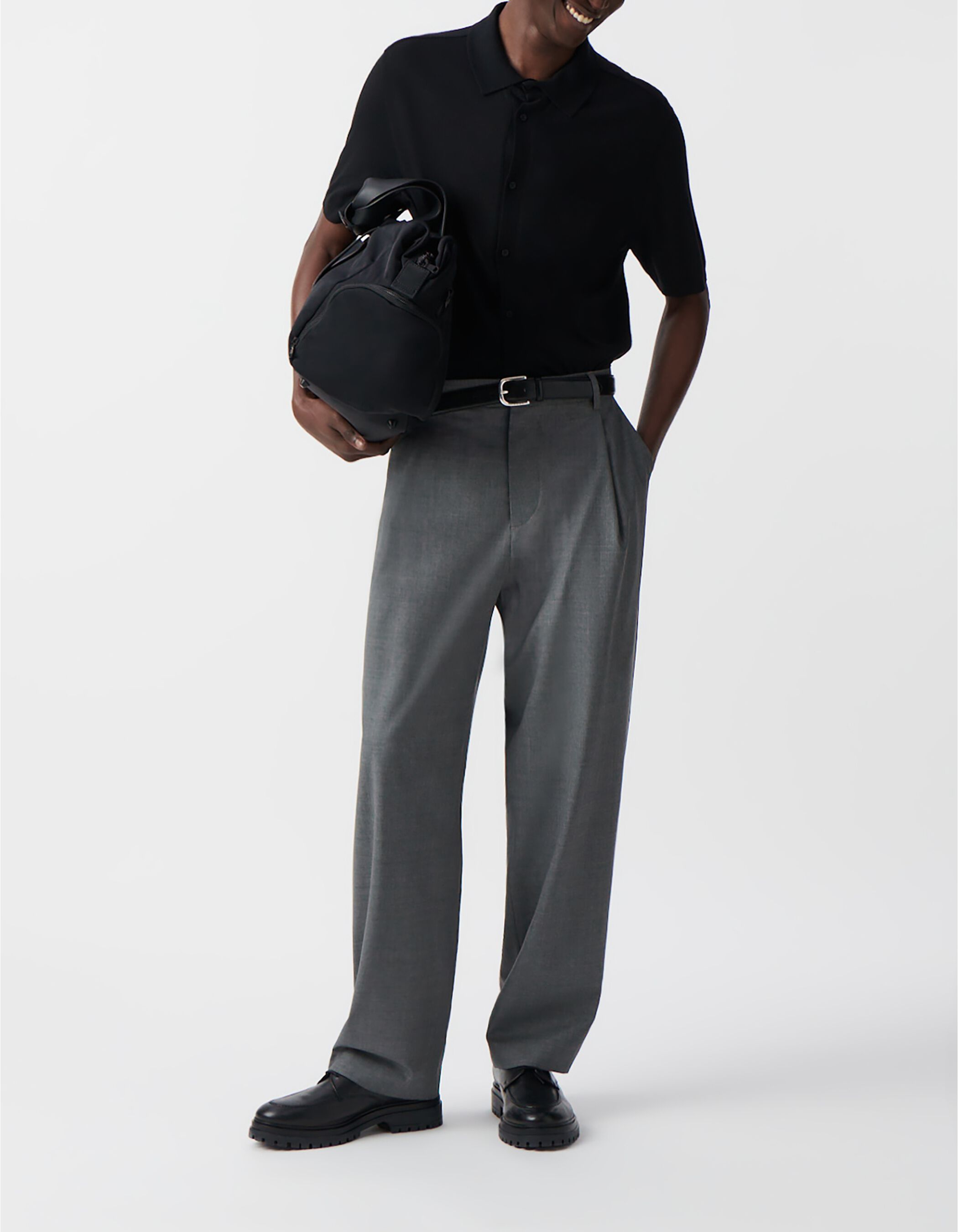 Men's wide-leg suit pants in mock grey IKKS