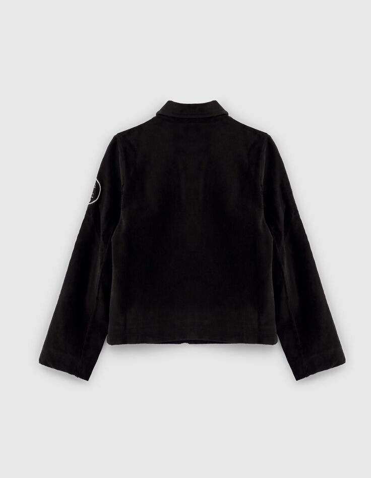 Cardigan noir velours esprit motard fille-3