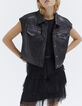 Women’s black checkerboard pleated tulle short skirt-5