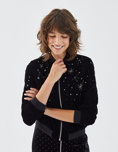 Women's black micro-tiger print crepe suit jacket - IKKS