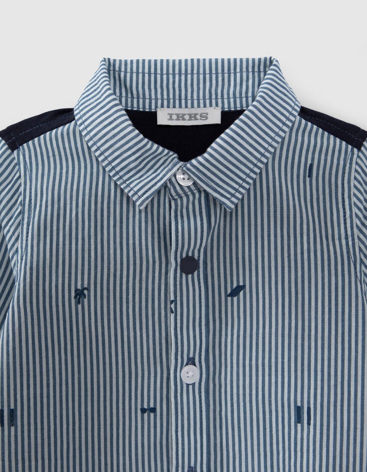 Chemise bi-mati&egrave;re rayures et motifs &eacute;t&eacute; b&eacute;b&eacute; gar&ccedil;on-3