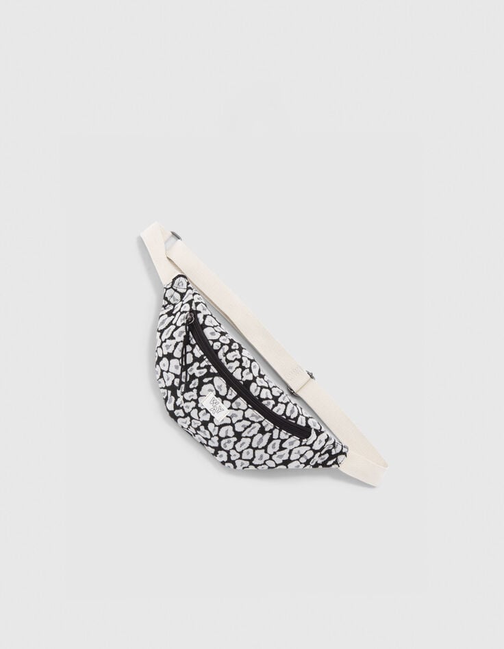 Sac banane noir motif l&eacute;opard fille-2