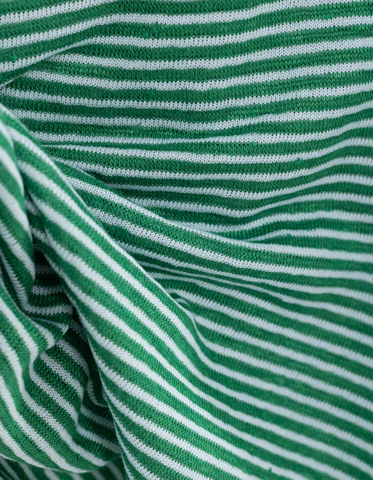 Tee-shirt marini&egrave;re vert message flocage velours Femme-7