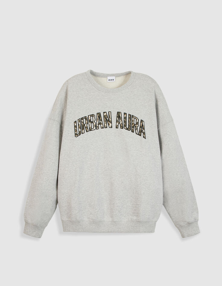 Sweat gris broderies message Femme-6