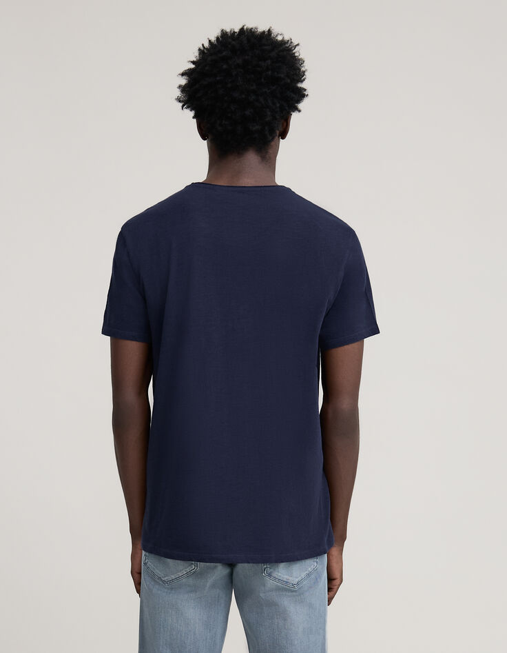 Men’s indigo organic cotton Essential round-neck T-shirt-3
