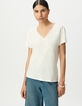 White T-shirt with V-neck front and back-2 White T-shirt with V-neck front and back-2