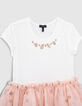 Girls’ two-tone mixed fabric dress with embroidered tulle-2