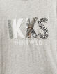 Girls’ grey marl IKKS Think Wild embroidery&patch T-shirt-2