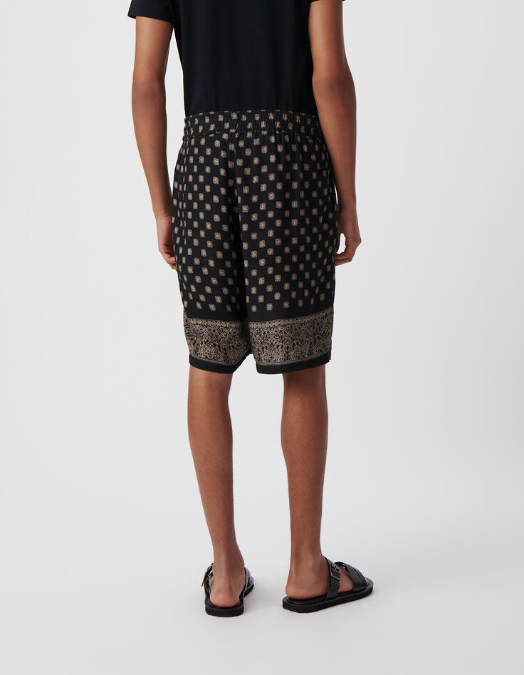 Zwarte COMFORT-bermuda met print Balinese motieven Heren-3 Zwarte COMFORT-bermuda met print Balinese motieven Heren-3