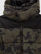 Bronzefarbene Jungensteppjacke mit Camouflageprint -5
