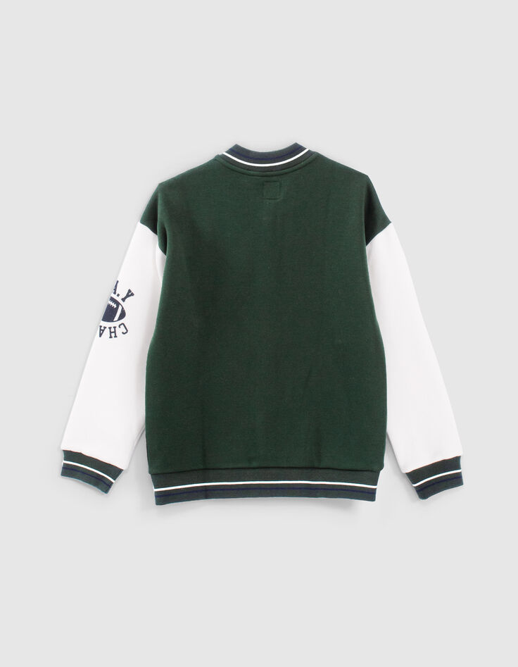 Cardigan teddy vert anglais manches blanches gar&ccedil;on -3