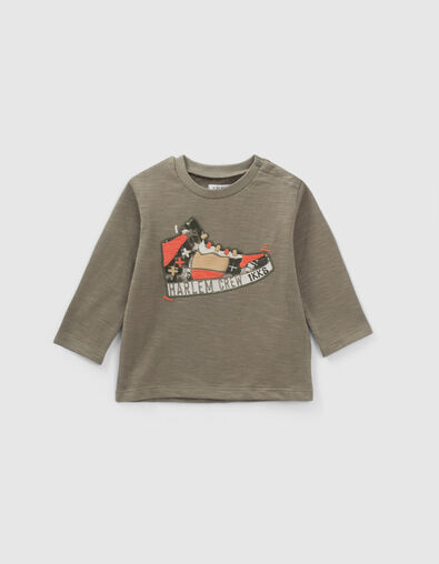 T-Shirt khaki, Biobaumwolle, Reliefturnschuh für Baby Boys - IKKS